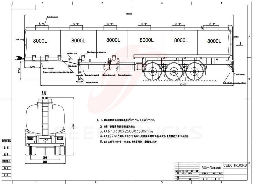 48CBM 3 Axle diesel tank semi trailer