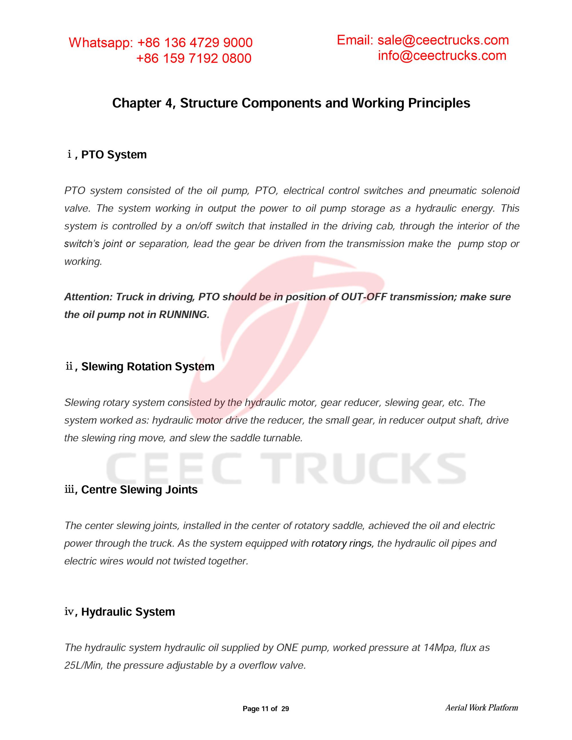 ISUZU 18m aerial working platform owner manual