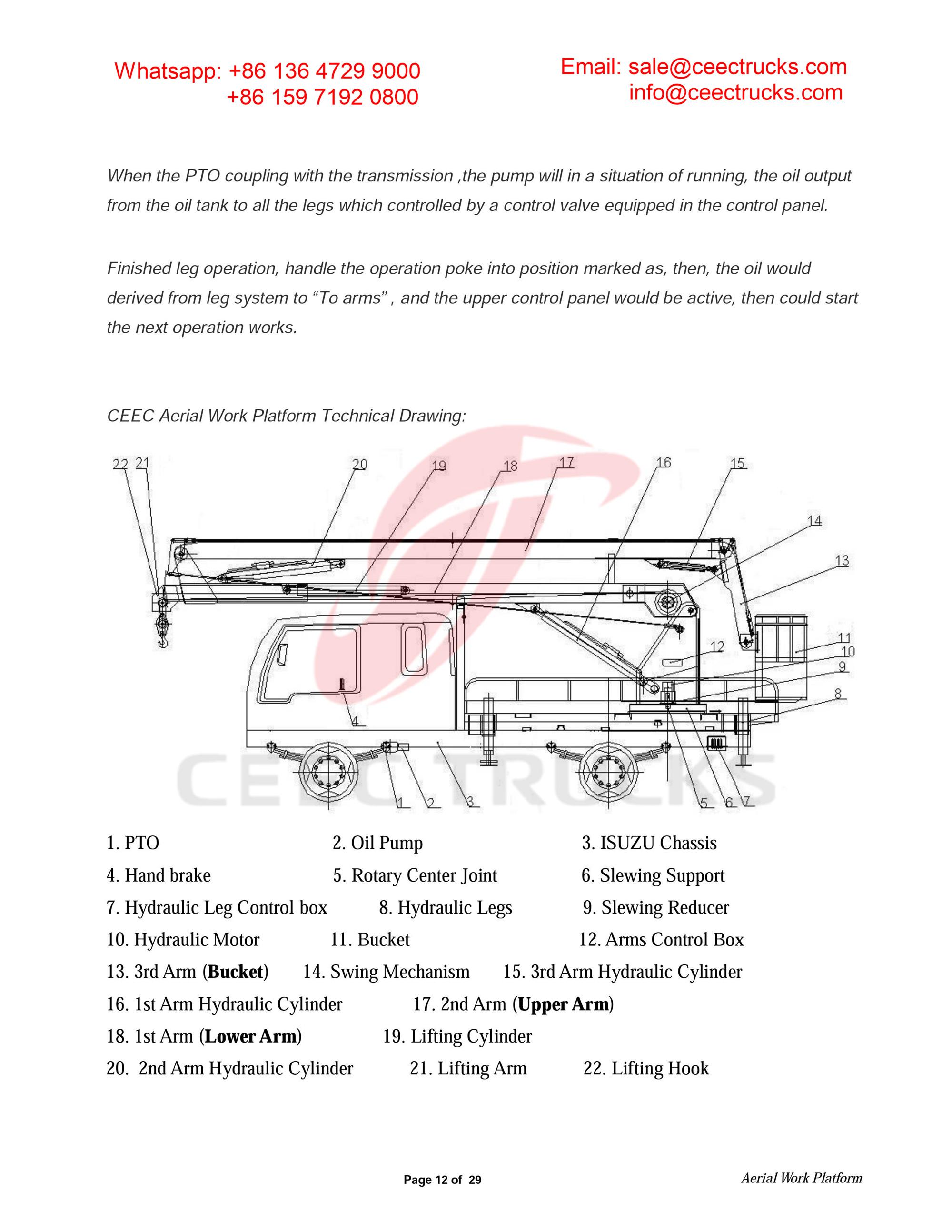 ISUZU 18m aerial working platform owner manual