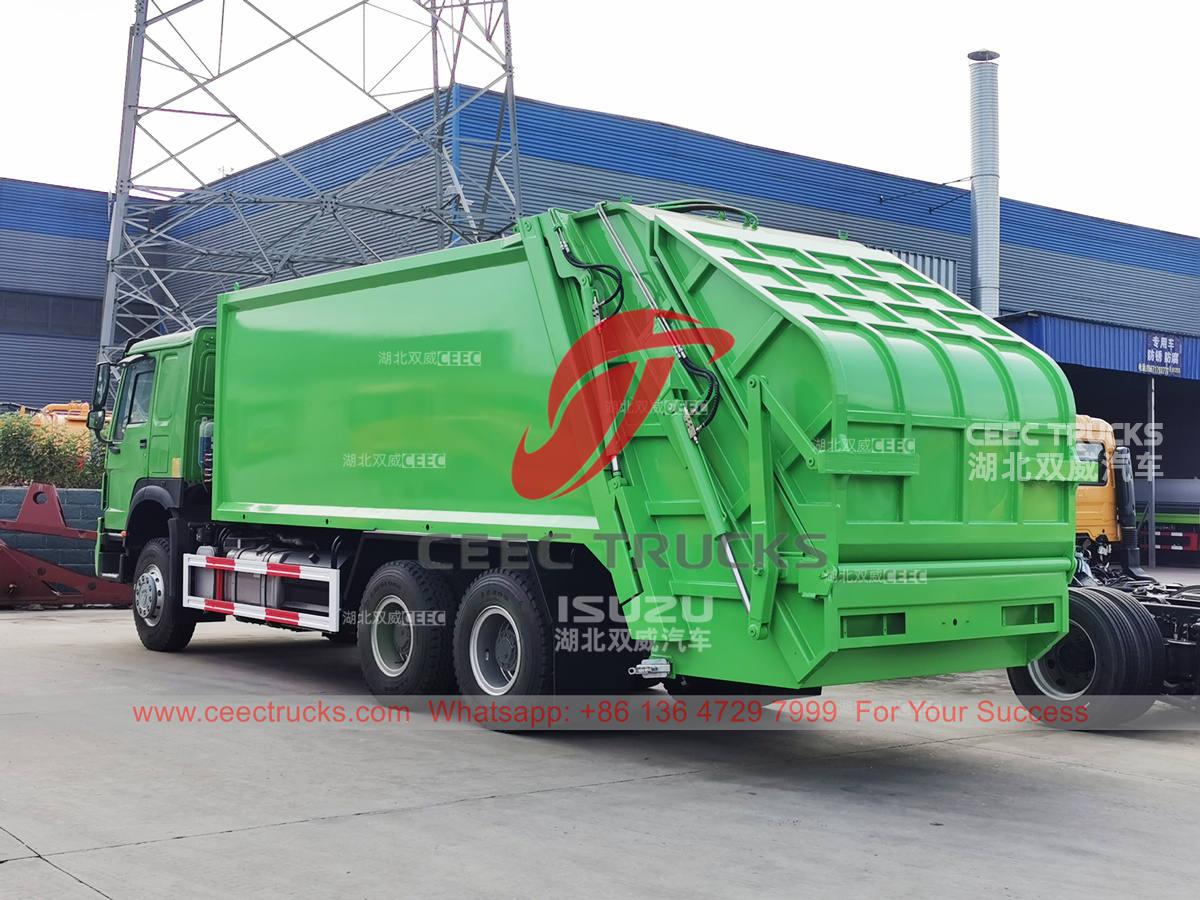 Hot selling HOWO 6Ã—4 RHD 340HP back loading refuse trucks