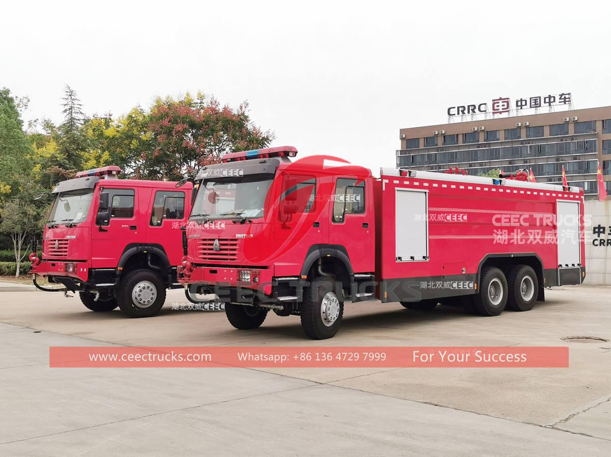 2 untis HOWO 6Ã—6 all wheel drive fire pumper truck for sale