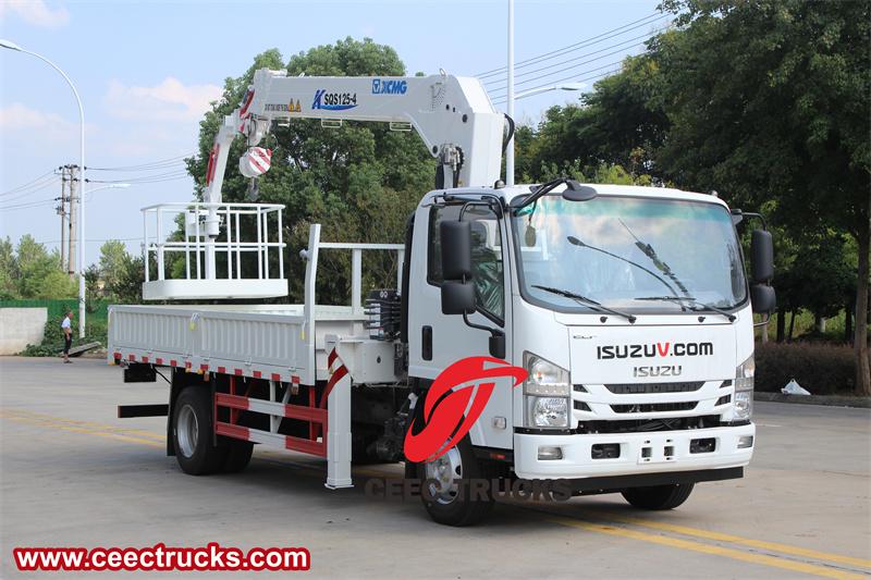 Isuzu NPR 5 tons XCMG crane truck with basket 