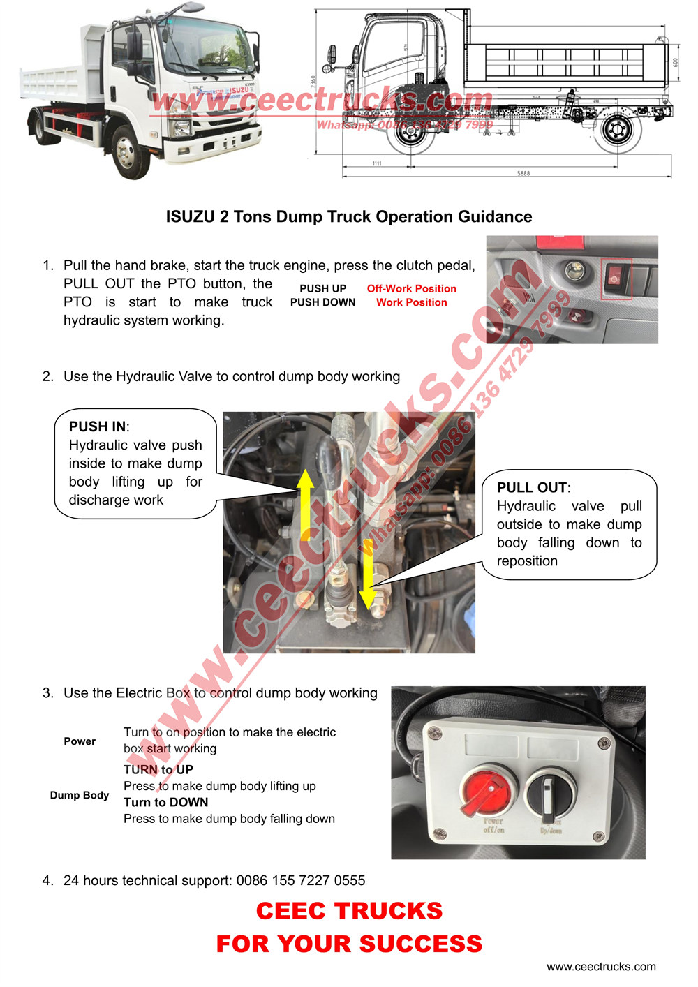 Isuzu NPR dump truck operation manual
