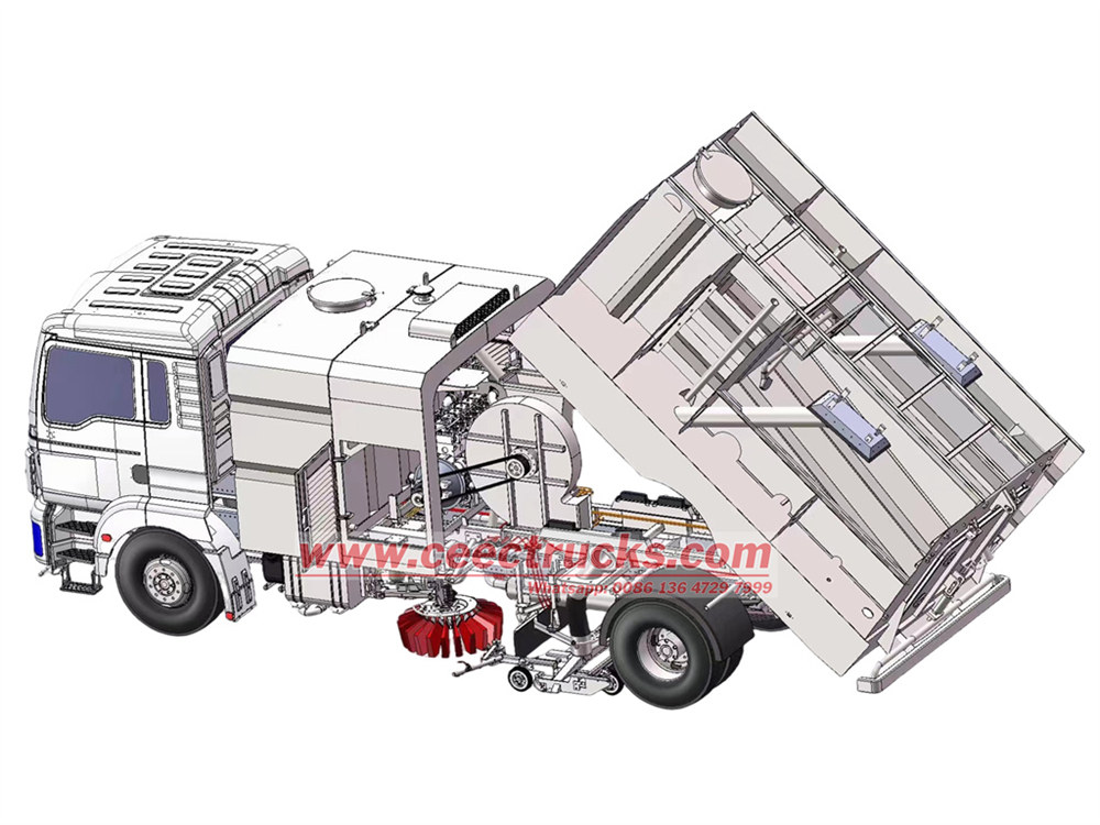 3D drawing for ISUZU GIGA 4X road sweeper jetting truck