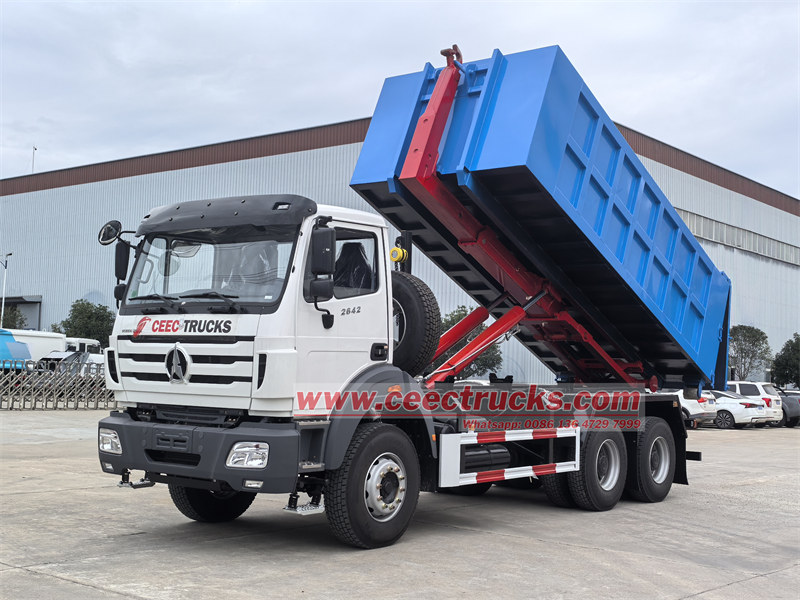 Beiben hook loader truck working as dumper vehicle