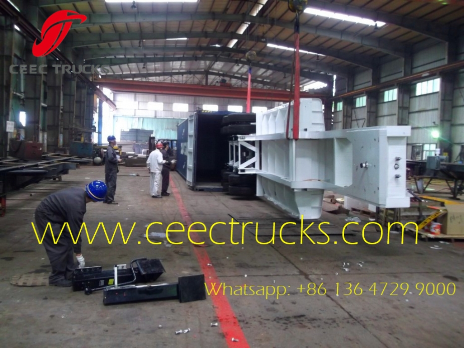 Cheap price 4 axle low bed semi trailer 100 ton 120 tons low bed truck trailer for sale