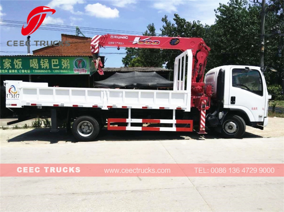 ISUZU 5 Tons crane truck with UNIC boom crane