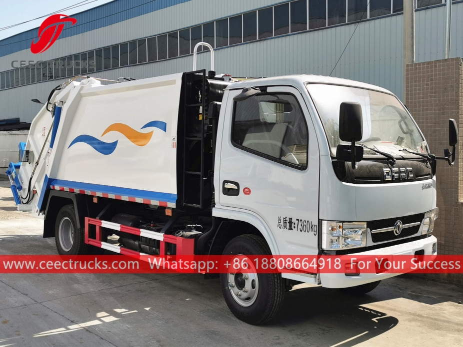 Dongfeng 6CBM camion della spazzatura con caricamento posteriore