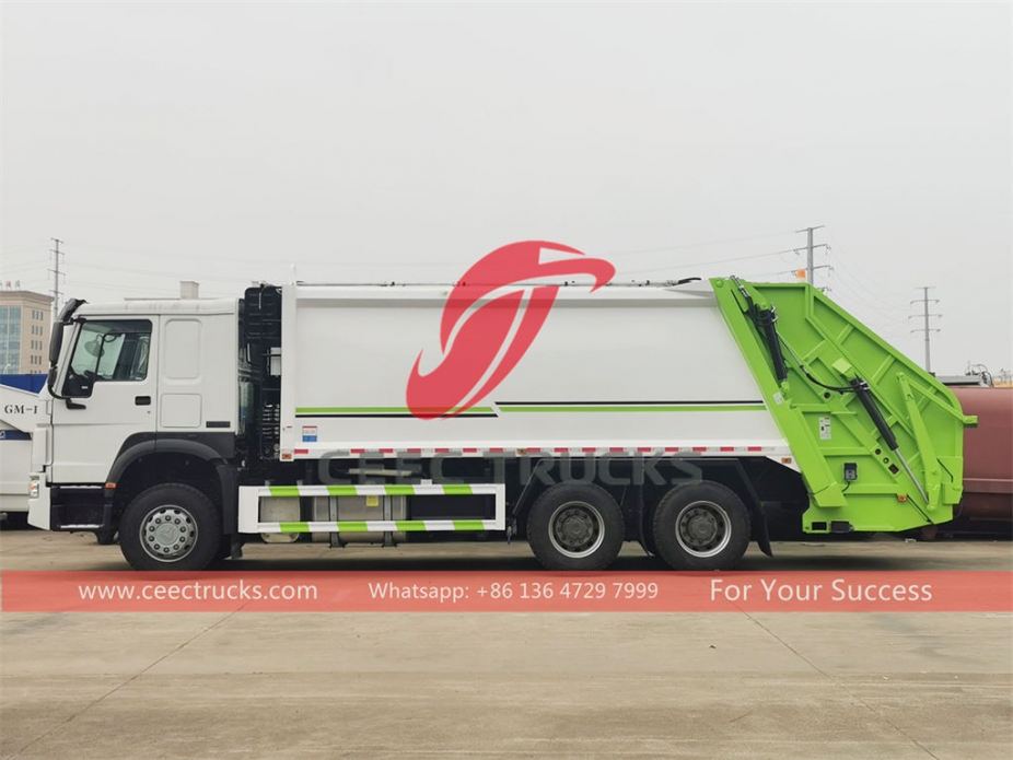 HOWO LHD 290HP 18CBM rear load garbage truck on sale