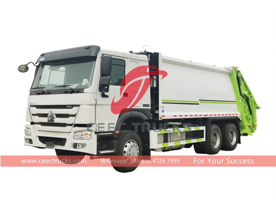 HOWO LHD 290HP 18CBM rear load garbage truck on sale