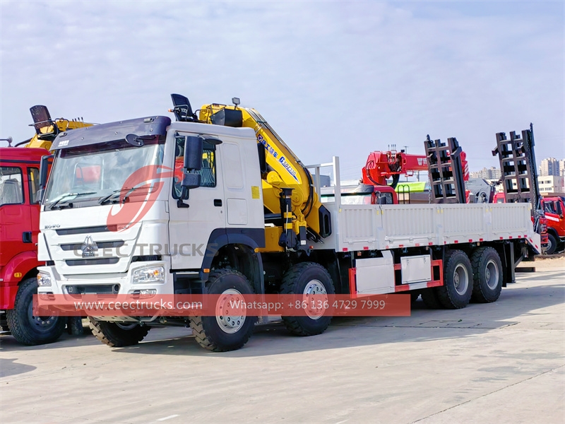 Howo 12 wheeler knuckle crane truck with self-loader