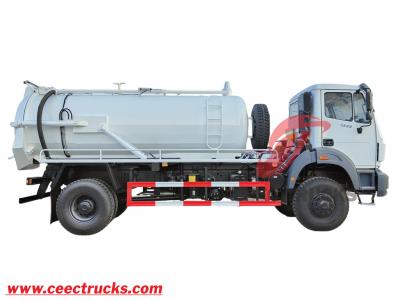 Beiben 1929 offroad 4x4 cesspit emptier 8000L vacuum suction tanker truck