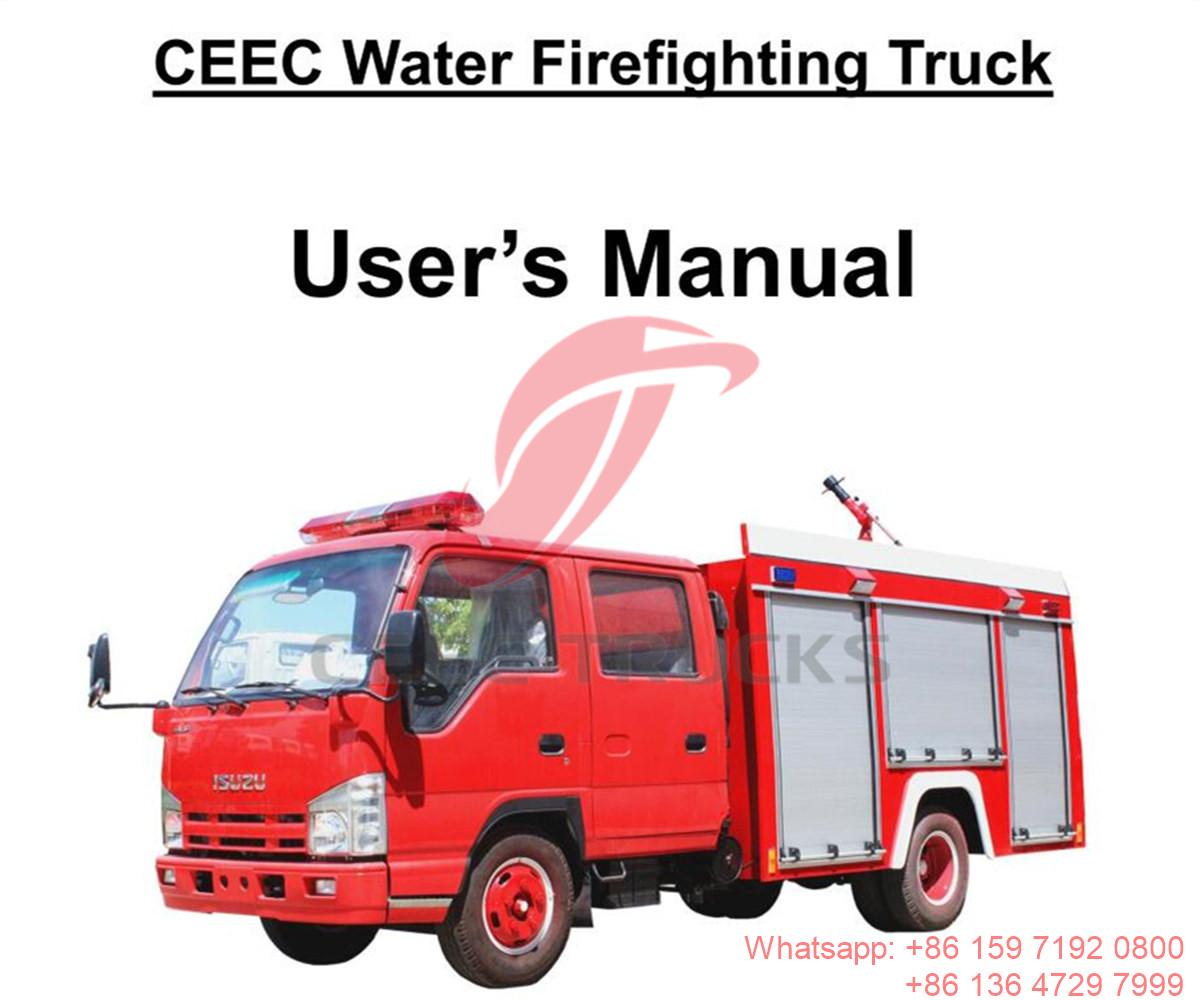 Filippine--Manuale del camion antincendio ad acqua ISUZU 3CBM